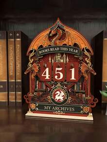 Bảng theo dõi đọc sách phong cách retro 2D, vật trang trí đếm sách hàng năm - Bảng theo dõi năm nay có thể theo dõi đến 999 cuốn sách. Có đế để tự lắp ráp. Thích hợp cho sách văn phòng, sách hiện đại, cấu trúc chắc chắn, trang trí kệ sách, quà tặng cho người yêu sách, trưng bày và lưu trữ sách, hiển thị số lượng sách trên kệ và quà tặng cho thử thách đọc sách. Thích hợp cho độc giả, giáo viên, nhà văn và những người đam mê sách. - Nhiều màu - Xem 4