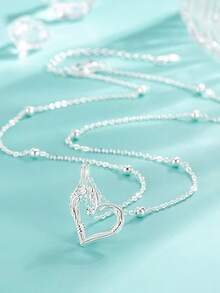 Heart Pendant Necklace, Jewelry For Women, Hypoallergenic Necklace For Ladies, Elegant Women's Choker Necklace, Ladies' Neck Chain, Western Jewelry, Suitable For Daily And Party Occasions, Valentine's Day Gift - Silver Heart - View 15