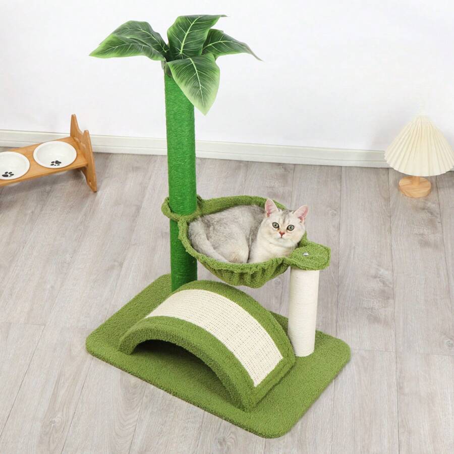 Árbol de gato interior, gran torre del árbol del gato con el poste de rascado del gato, condominio del gato y hamaca profunda, gato gato árbol de actividad, verde