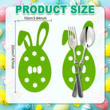 4pcs Easter Bunny Cutlery Holders, Felt Easter Egg Shaped Design, Multi-Color, Felt Easter Decor, Suitable For Easter Holiday, Party, Gathering Spring Tabletop Decor, Placemats, Napkin Holders - Yellow - View 3