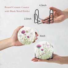 Coasters - Herbs Botanical Thistle Flower - View 4