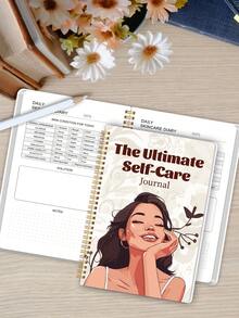 1pc Self-Care Journal, A5 Minimalist Self-Care Wellness Planner Notebook With Daily, Weekly & Monthly Makeup Planning, Daily Planner For Healthy Routines & Habit Building, Office Supplies - A5 - View 4