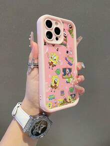 1pc Cartoon Creative Cute SpongeBob Squarepants Starfish Funny Pattern Shockproof Phone Case Cover Compatible With Samsung/Compatible With IPhone 17/16/15/14/13/12/11 Pro Max/12 Pro/14 Plus - Multicolor - View 4
