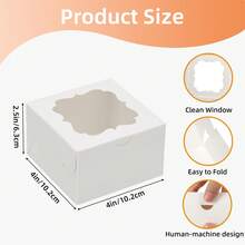 Tomnk 50/100/150pcs White Cookie Boxes With 3 Style Window, 4x4x2.5 Inch Small Bakery Boxes, For Dessert, Chocolate Strawberries Donuts And Party Favor, Gift Boxes, Wedding Cookie Boxes, Mother's Day - 紙盒 - 查看 12