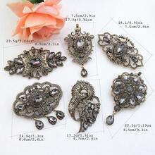 1pc Vintage Grey Rhinestone Turkish Brooch For Women, Suitable For Muslim Hijab, Collar, Wedding Bride Decoration, Antique Gold Alloy Brooch Jewelry - Turkish Brooch - View 9