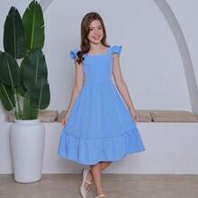 RAFAELA PLAIN DRESS FOR YOUTH - 淺藍色 - 查看 1