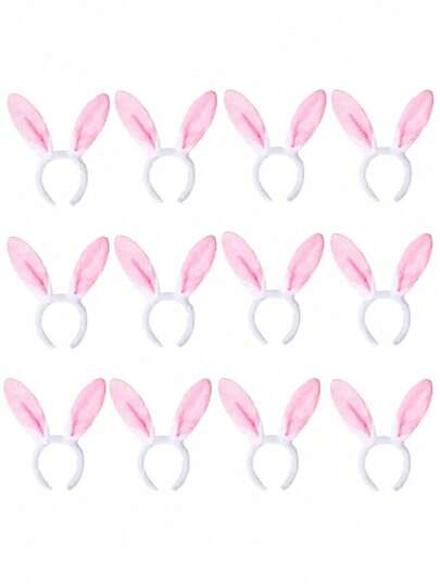 1个复活节兔子耳朵发箍，可爱兔耳朵发圈，轻盈柔软的粉色兔子耳朵发饰，适合女性复活节派对、日常穿搭和家居装饰