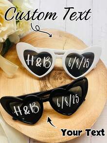 Personalized Glasses, Wedding/Heart-Shaped Glasses, Wedding Glasses, Bridesmaid Gifts, Bachelorette Party, Wedding Party, New Fixed Single-Piece Glasses, Bridesmaid Supplies, Bride Gift Items - Multicolor - View 2