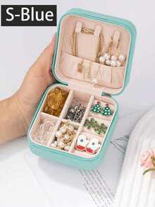 1个PU皮革便携式首饰盒,旅行首饰收纳盒,可收纳项链、戒指、耳环,防尘、抗氧化、防刮擦,首饰展示盒,送给女朋友、母亲的礼物,返校季礼物 - 彩色 - 查看 18