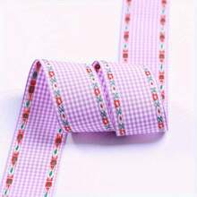 Cinta bordada a cuadros, adecuada para envolver regalos de fiesta de cumpleaños - Multicolor - Ver 3