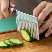 Wavy Cutting Tool For Vegetables And Fruits, Salad Knife, French Fry Cutter, Steel Potato Slicer, Cucumber, Carrots - [1PCS] - View 7