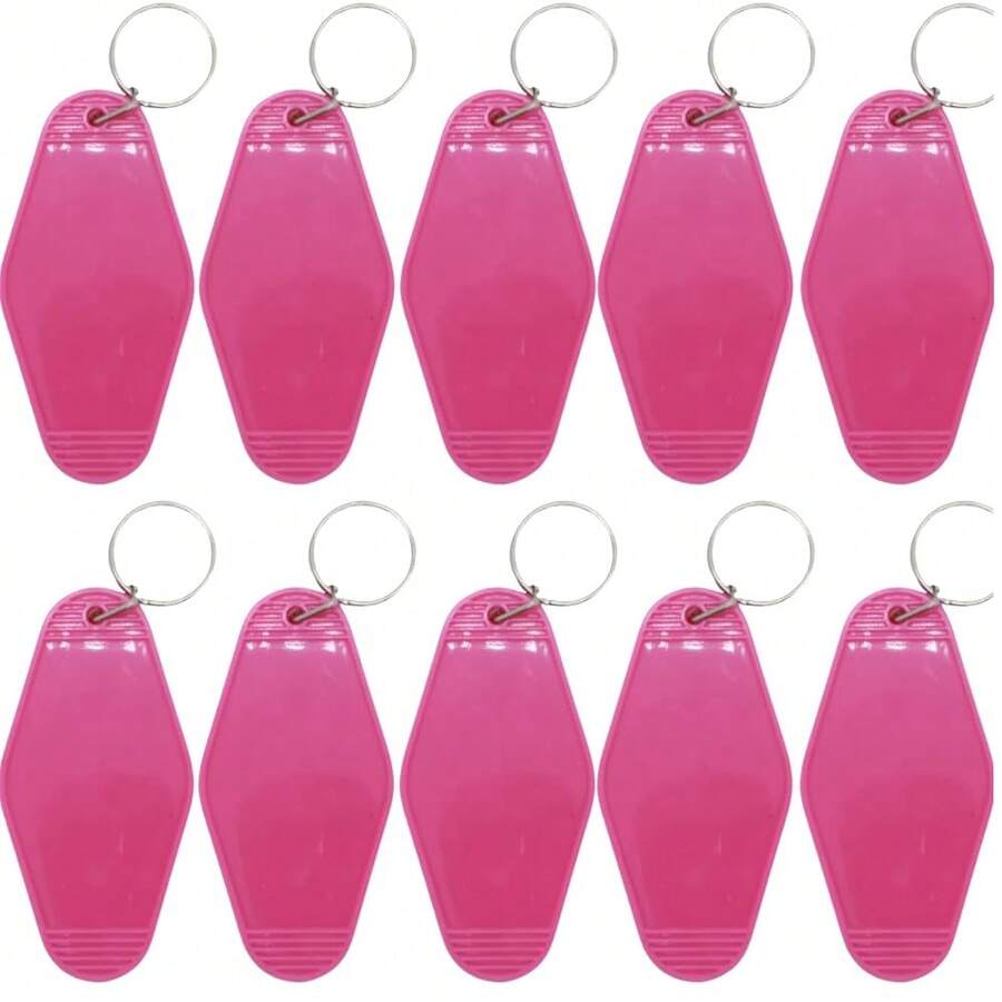 10pcs Blank Hotel Keychains Bulk Vintage Motel Keychain Vinyl  Printing Keychains DIY Keychain Tags Party Favors(Rose) - Rose - 查看 1