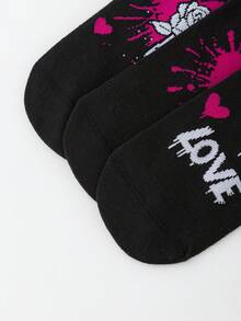 1 par/3 par damstrumpor med bekväma, avslappnade, romantiska och moderiktiga LOVE-bokstäver och hjärtmönster till vaden, för midjan - Multifärgad - Visa 7