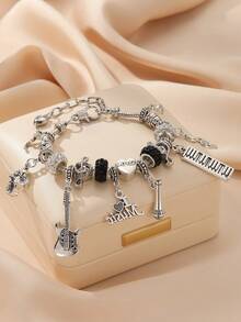 1pc Music Festival Themed Bracelet, TS Friendship Bracelet, Music Festival Concert Cheering Wristband, Fashionable Minimalist Guitar & Drum Band Bracelet - Multicolor - View 5