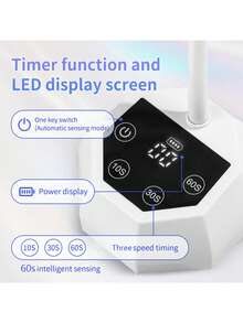 LIMEGIRL 800mAh UV/LED Nail Lamp, USB Charging, Fast-Curing U-Shaped Gel Nail Dryer, Touch Control And Automatic Sensing Features, With Three Timed Memory Functions, Suitable For Beginners, Suitable For Homes And Salons, Women's Gifts, Skin Safety - White - View 2