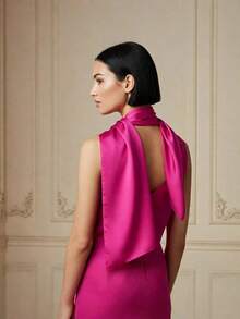 缎面女士羊绒披肩，晚礼服大号围巾毯长款婚纱新娘丝绸肩披 - 彩色 - 查看 8