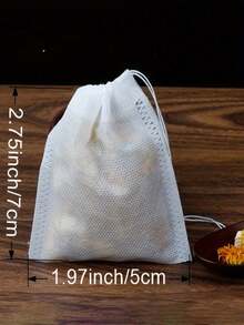 100个/套可重复使用抽绳汤袋、茶包、香草浸泡袋、香料袋、平纹细布袋、肉汤浸泡袋、厨房配件 - 彩色 - 查看 5