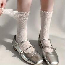 1双荷叶边镂空网眼过膝袜，可爱JK日系风格 - 彩色 - 查看 2