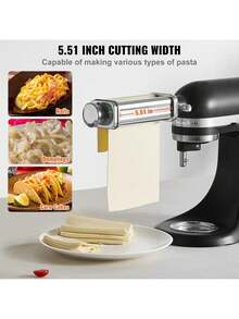 Pasta Attachment For KitchenAid Stand Mixer, Stainless Steel Pasta Sheet Roller Attachment, Pasta Maker Machine Accessory With 8 Adjustable Thickness Knob, KitchenAid Pasta Attachment - 銀色 - 查看 4