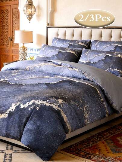 3Pcs Minimalist Printed Duvet Cover Set, Luxurious Soft & Breathable Comforter Cover Bedding, Suitable For Single, Dorm, Student, Home Bedroom, Hotel, Zipper Closure, Multiple Colors, Extra Large Size