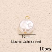 3/5/10 piezas Colgantes de acero inoxidable chapados en oro de 18K con formas de corazón, chile, concha y talla grande para hacer collares y pendientes, adecuados para uso diario - colgante - Ver 12