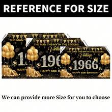 1pc 60th Birthday Decoration Backdrop, Black & Gold Balloon Gift Elements, 1966 Anniversary, Suitable For Indoor & Outdoor, Cake Table Decor, Anniversary Celebration, Party Supplies - Multicolor - View 3