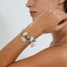 1件时尚夏季扇贝海龟心形吊坠手链，DIY沙滩饰品，女士礼物 - 金色 - 查看 4