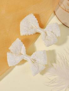 2pcs/Set Solid Color Bow Hair Clips, Versatile Hair Accessories For Back To School & All Seasons - Apricot - View 5