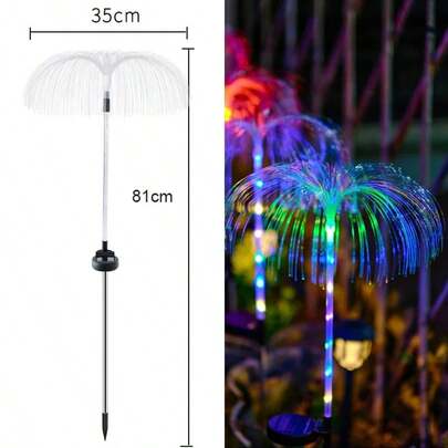 GCTECHING 1pc LED Solar Powered Jellyfish Lamp, Plastic Material Outdoor Fiber Optic Jellyfish Light Suitable For Street, Wall, House, Garden, Balcony, Lawn, Party, Daily Use