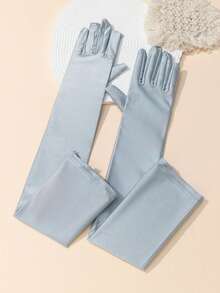 1 Pair Milk Silk Stretchy Gloves, Suitable For Parties, Carnivals, Celebrations And Other Occasions,Travel,Festival,Party,Camping - Gray-251 - View 5