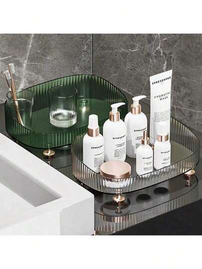 1个多功能台面收纳架，适用于存放化妆品、厨房水果蔬菜、浴室洗漱用品 - 轻便塑料收纳方案