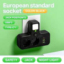 EU Plug Outlet 3 Sockets All-In-One Electrical Socket No Extension Cord With Or Without It USB Type-C Ports Two Specifications - EU E Type Plug(220-240V) - View 8