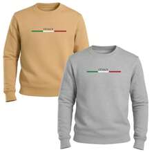 Two-Pack Of Crew Neck Sweatshirts, Italy Brand, Men's Winter Sweater. - 灰色與白色 - 查看 4