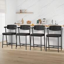Techigher Taburetes de bar - Respaldo de madera de 2 piezas negro - Ver 3