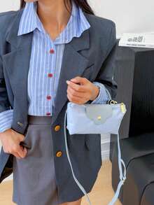 1件新款女款休閒手提包 多功能純色尼龍波士頓購物時尚斜挎肩背包 可收納護照、現金、身分證、信用卡，輕便夏季包款，送女友禮物，PU皮革 - 藍色 - 查看 6