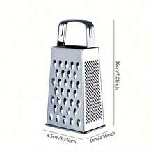 四面加厚手动蔬菜切片切丝器，可切黄瓜片、土豆丝，多功能不锈钢厨房工具，带护手设计 - 銀色 - 查看 3