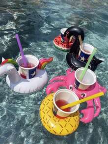 1pc/5pcs/10pcs Inflatable Cup Holder, Cup Coaster, Water Floating Drink Holder, Inflatable Drink Holder, Floating Inflatable Drink Coaster, Suitable For Pool Party, Outdoor Activities - Multicolor - View 1