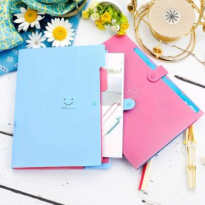 5 Pocket Expanding File Folder, A4 Letter Size Accordion File Organizer, With Snap Closure, Macaron Color Series, Suitable For School, Office, Home, Business, Exams, Etc.