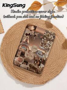 Coffee Theme Paris Tower Pattern IPad Protective Case, Compatible With IPad 9.7/10.2/10.5/10.9/12.9/Pro 11 (10th Gen), Compatible With Samsung Galaxy Tab S6 Lite 10.4 Inch, Compatible With Kindle Paperwhite 12th Gen (2024 Release), Kindle 11th Gen (2022 Release), Provides Soft Shock-Proof Protection, Supports Smart Stand/Auto Wake/Sleep Function. - Multicolor - View 10