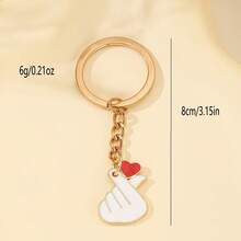 1pc Minimalist Hand Heart Shaped Keychain, Fashionable Zinc Alloy Keyring, Unique Gift For Girlfriend, Women, Birthday, Holiday, Party - Multicolor - View 2