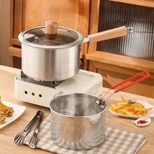 Deep Fryer 304 Pot, Stainless Steel Fryer, With Filter Basket, For Frying Fish, Chicken, Shrimp, And French Fries - Silver - View 6