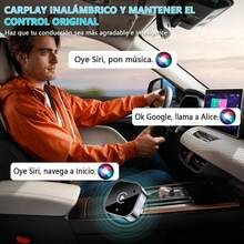 Kammoy Mini Adaptador inalámbrico CarPlay y Android Auto 2026, Adaptador inalámbrico CarPlay 2 en 1 CarPlay Plug & Play con Puerto USB/USB-C, Conexión WiFi o Bluetooth (Negro) - A - Ver 6