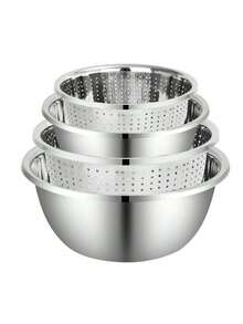 2件套，不锈钢双层滤篮 - 大容量，可重复使用，非常适合清洗水果和蔬菜 - 銀色 - 查看 6