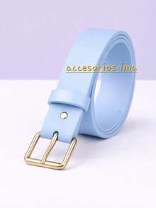 Women's Belt With Silver Buckle, Casual - 淺藍色 - 查看 1