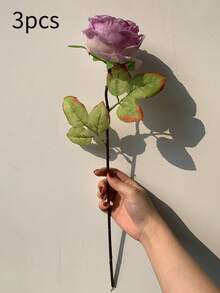 1/3/6支装，19.7英寸长仿真玫瑰，焦玫瑰色，适合DIY花墙、场景布置、客厅卧室花瓶插花、婚礼、派对、花园装饰、餐桌装饰、家居装饰、卧室装饰、母亲节礼物、生日、毕业季装饰、返校季装饰 - 彩色 - 查看 13