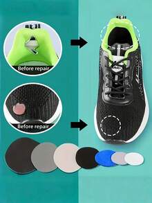 QKC 6 szt. samoprzylepnych łatek do naprawy dziur w butach, naklejki chroniące przed otarciami na powierzchniach butów sportowych, łatki chroniące przed otarciami na skórzanych butach, naklejki chroniące przed otarciami na obcasach butów codziennych - Wielokolorowe - Zobacz 4