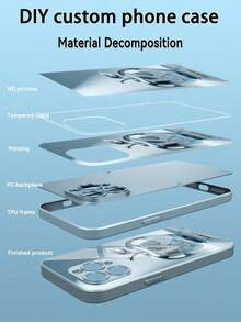 1pc Customizable 26 Letters & Name Design With Fashionable Blue Metal Apple Pattern Tempered Glass Material Phone Case, Compatible With Iphone17 ProMax/17Air/16 ProMax/15 Pro/14 Plus/13 Pro/12 Pro Max/11/Xs Max/8/7/6 Plus, S24 Ultra/S25 Ultra/A12, High-End Business Customization, Best Gift For Boyfriend, Girlfriend And Family - Blue - View 3