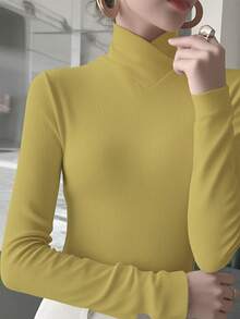 Áo lót nữ cổ chéo dệt kim màu trơn, trang phục công sở, hàng mới về mùa xuân. - Nghệ - Xem 4