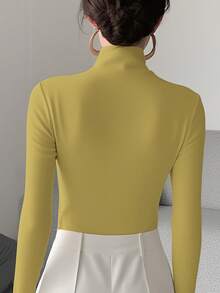 Áo lót nữ cổ chéo dệt kim màu trơn, trang phục công sở, hàng mới về mùa xuân. - Nghệ - Xem 7