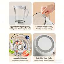 Exprimidor Eléctrico Recomendado Mejorado, Inalámbrico y Portátil, Exprimidor de Encimera de 27.05oz, Alta Potencia, Vaso Desmontable, Diseño Fácil de Limpiar, Adecuado para Hacer Jugo Fresco Casero, Adecuado para Cocina en Casa y Oficina - Azul - Ver 12